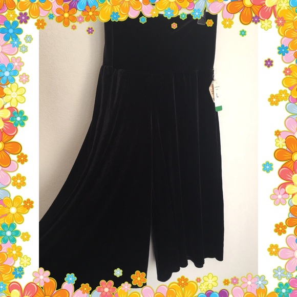 Notations Pants - NWT Notations Velvet Wide Leg Gaucho Black L Large